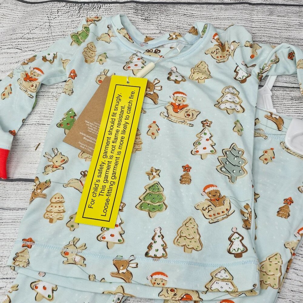 NWT Angel Dear Christmas Gingerbread Sleigh Ride Baby Boy Bamboo two piece 6-12M